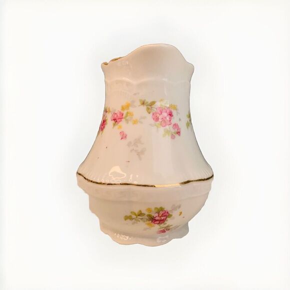 Z S & Co Bavaria Creamer Pink Roses Yellow Flowers Gold Trim Vintage Green Leaf - Picture 3 of 9